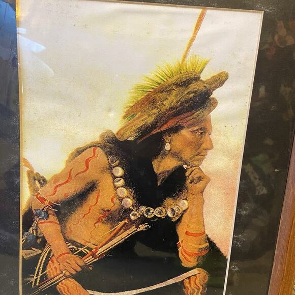 Rare Vintage Navajo 1902 Indian Native American Female Art Print Framed Picture - Picture 1 of 6
